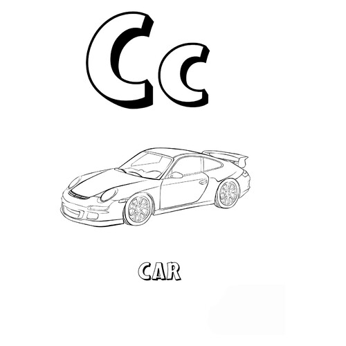 Letter C Coloring Page from the English Alphabet free printable English Alphabet Coloring Pages coloring page