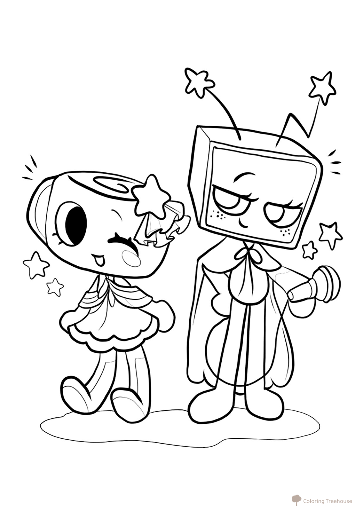 Página para colorear «Shelly y Vi del Mundo Dendy» dibujo para colorear gratis de Páginas para colorear — Mundo Dendy