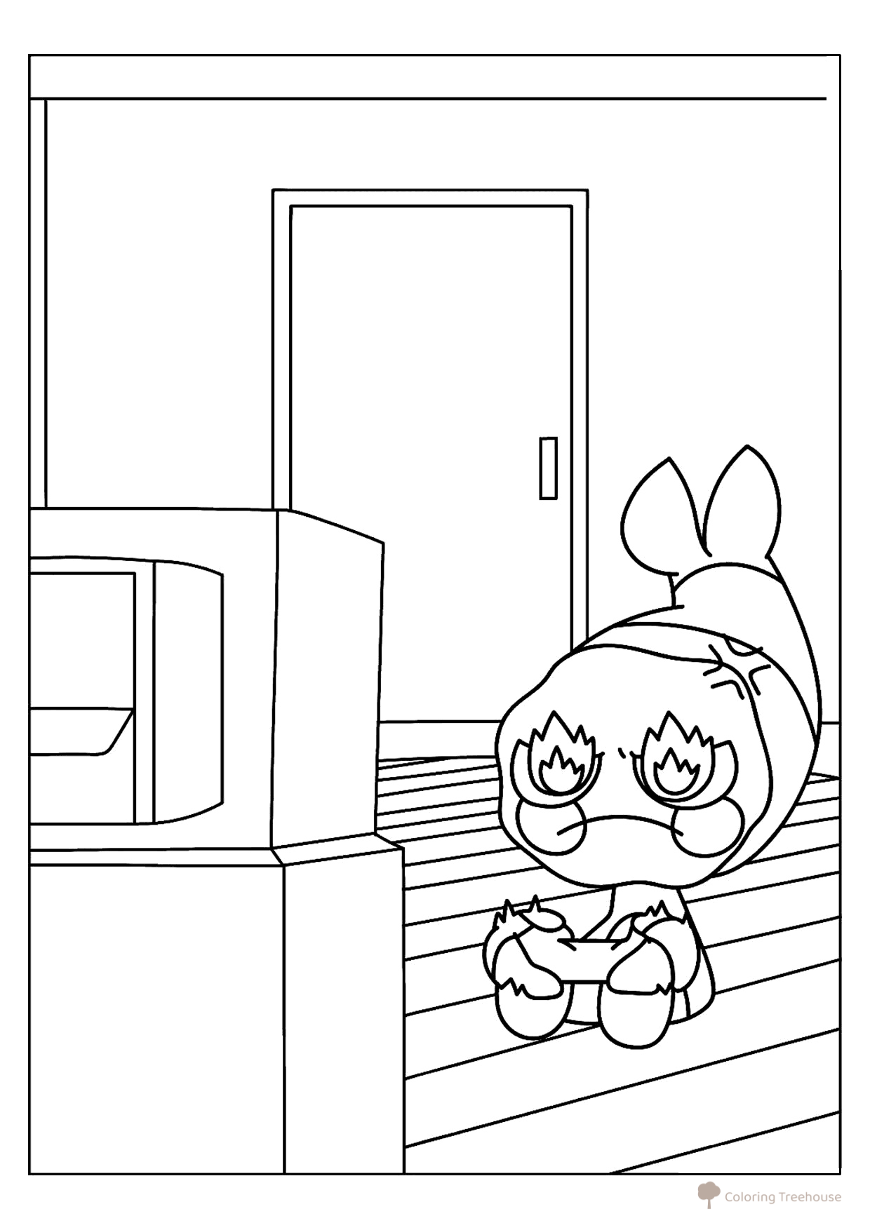 Página para colorear «Shrimpo juega videojuegos» dibujo para colorear gratis de Páginas para colorear — Mundo Dendy