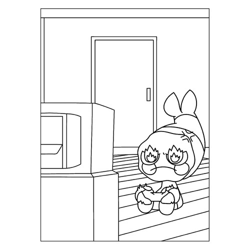 Página para colorear «Shrimpo juega videojuegos» dibujo para colorear gratis de Páginas para colorear — Mundo Dendy