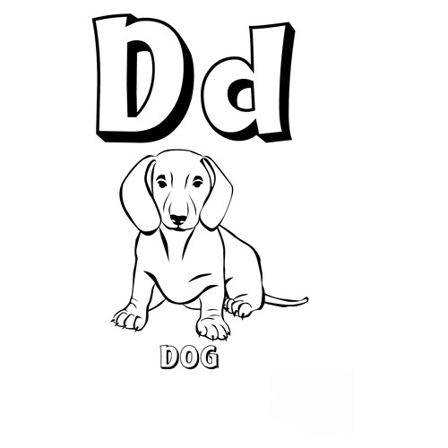 Letter D Coloring Page from the English Alphabet free printable English Alphabet Coloring Pages coloring page