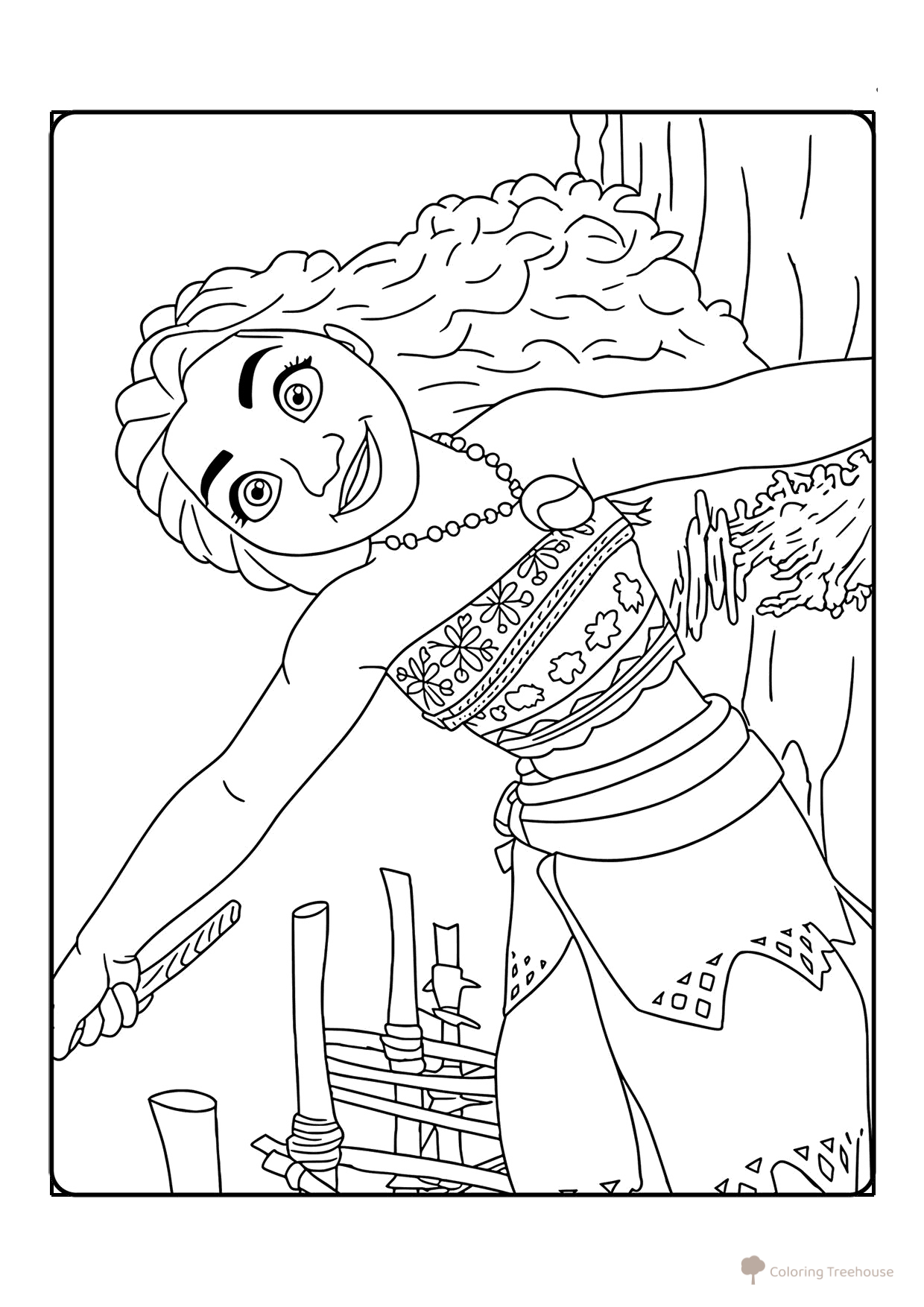 Página para colorear «Moana en el bote» dibujo para colorear gratis de Páginas para colorear de Moana y Moana 2