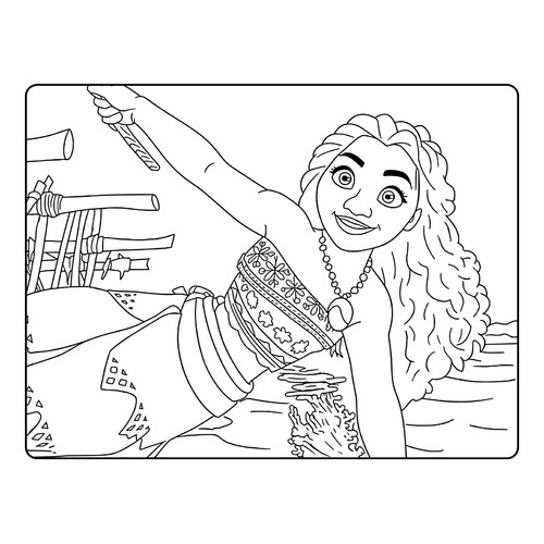 Página para colorear «Moana en el bote» dibujo para colorear gratis de Páginas para colorear de Moana y Moana 2