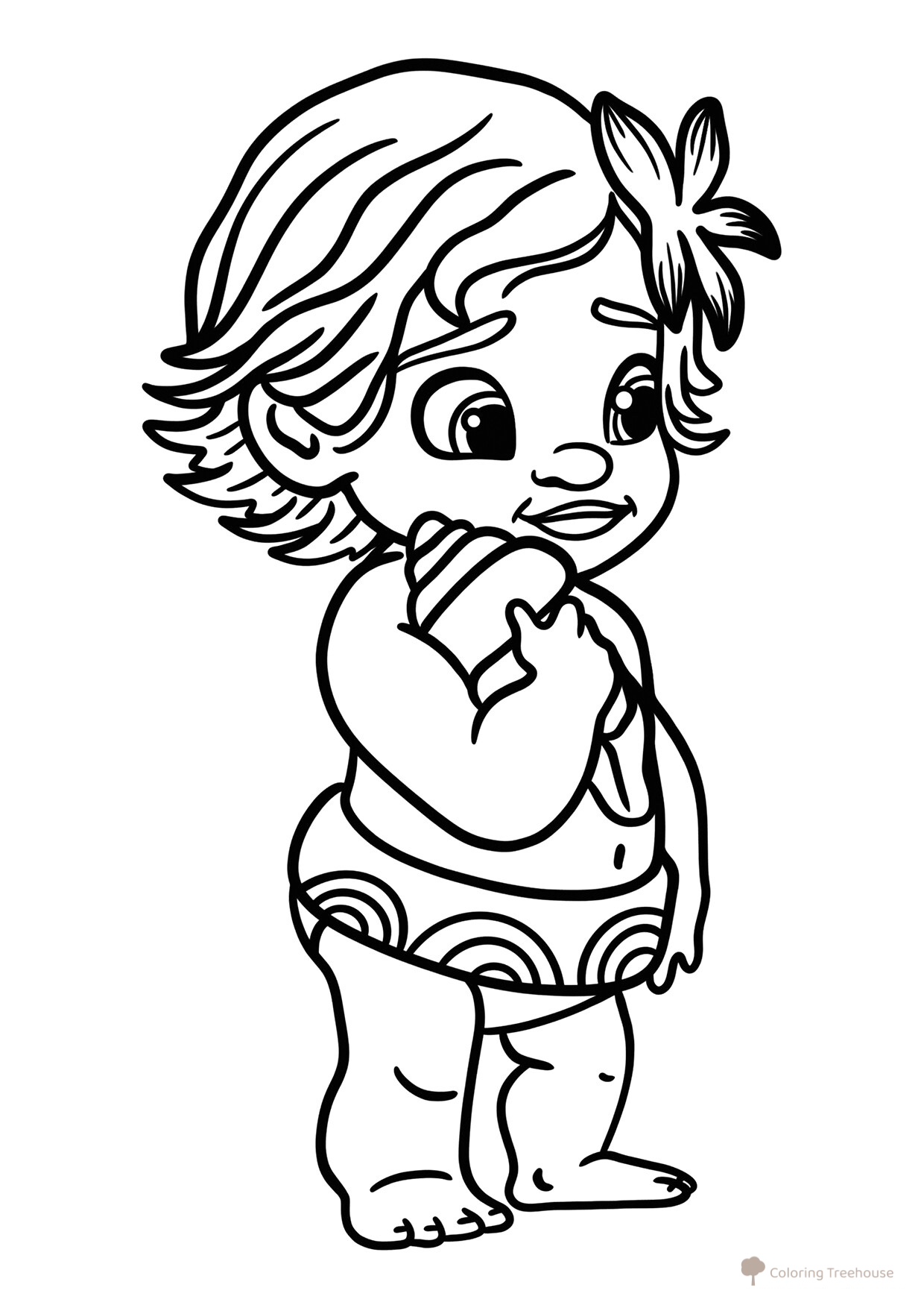 Página para colorear: Encantadora bebé Moana dibujo para colorear gratis de Páginas para colorear de Moana y Moana 2