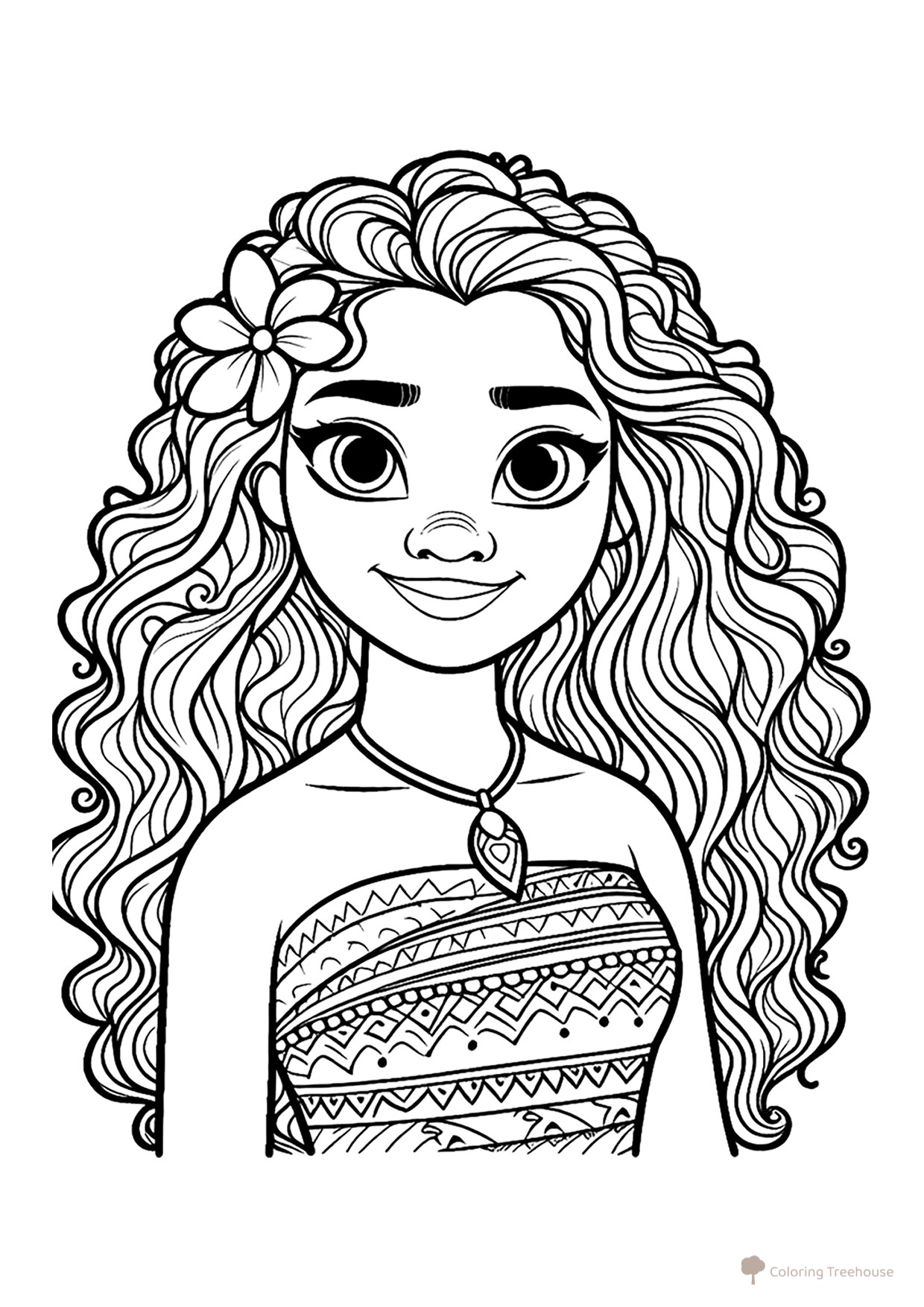 Moana Portrait Coloring Page free printable Moana and Moana 2 Coloring Pages coloring page