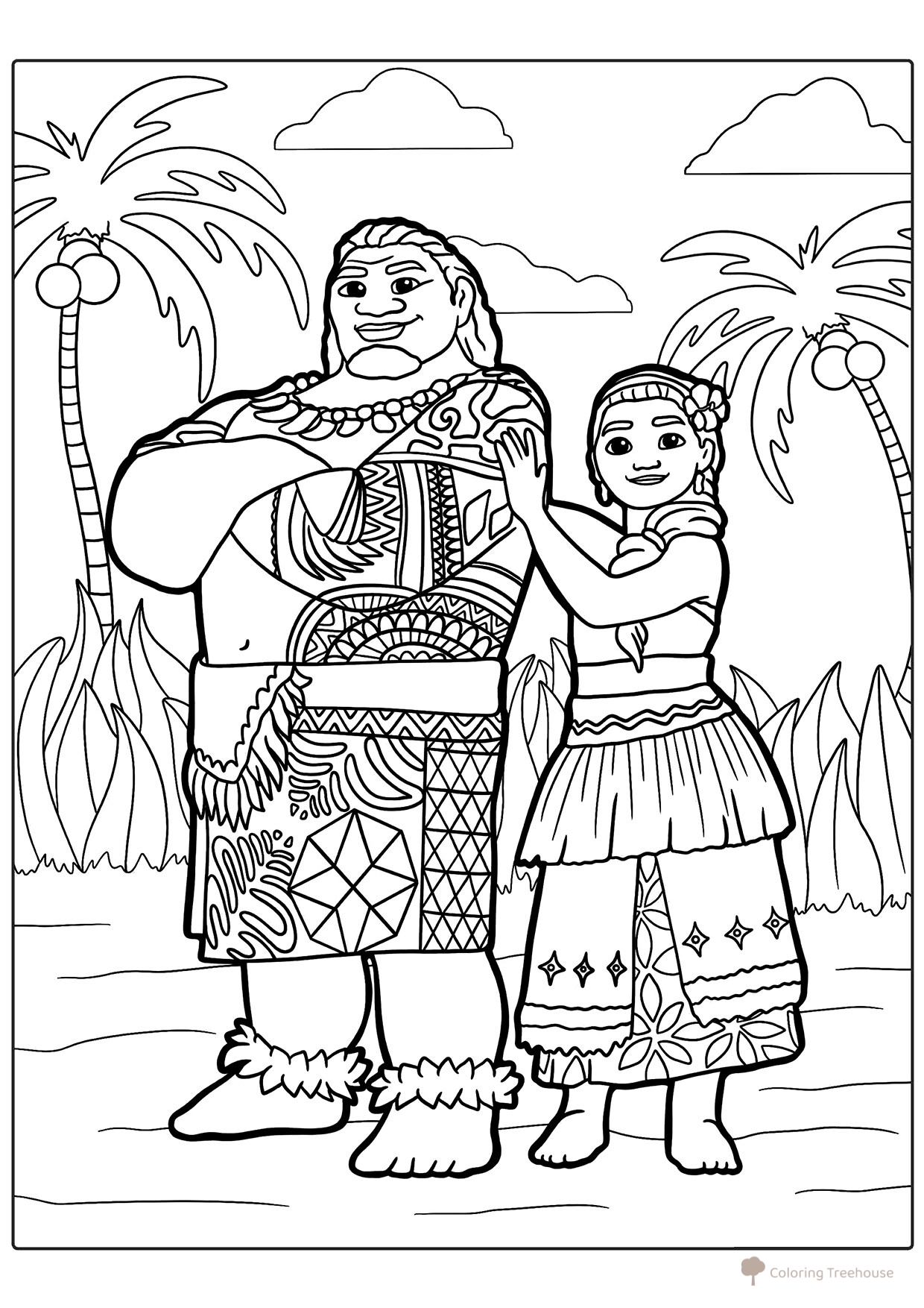 Página para colorear: Padres de Moana dibujo para colorear gratis de Páginas para colorear de Moana y Moana 2