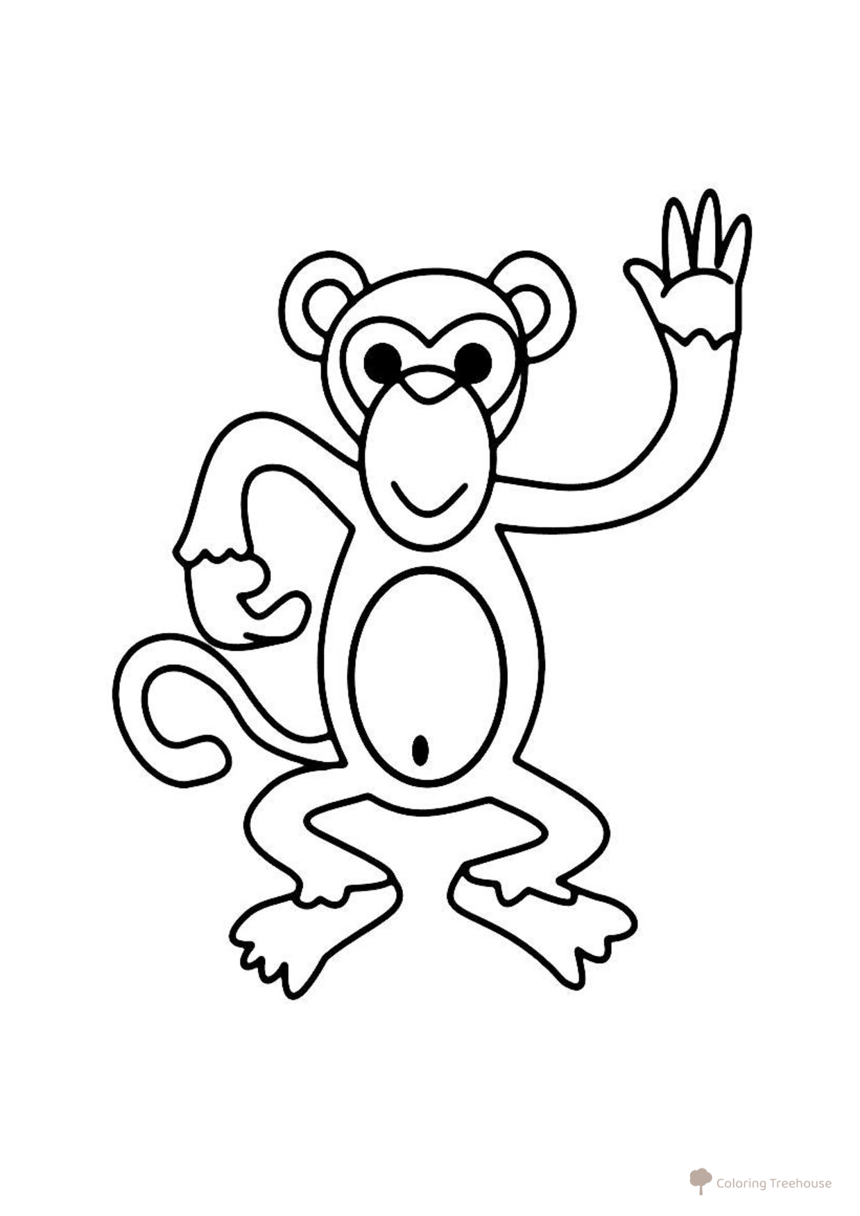 Página para colorear: La monita dice hola dibujo para colorear gratis de Páginas para colorear de monos para niños