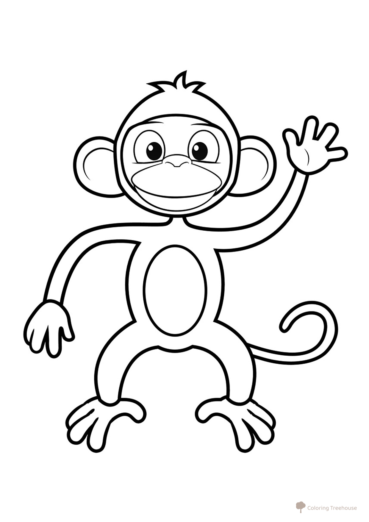 Monkey Waving Paw Coloring Page free printable Monkey Coloring Pages for Kids coloring page
