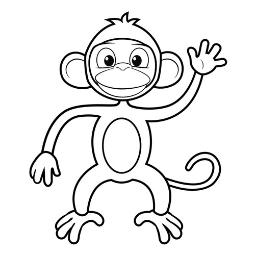 Monkey Waving Paw Coloring Page free printable Monkey Coloring Pages for Kids coloring page