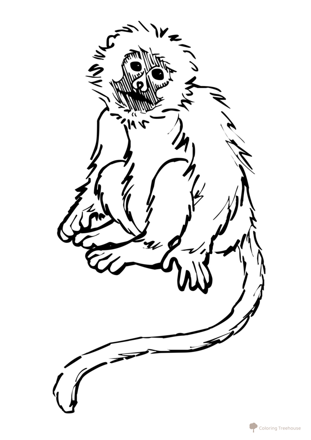 Sad Monkey Coloring Page free printable Monkey Coloring Pages for Kids coloring page