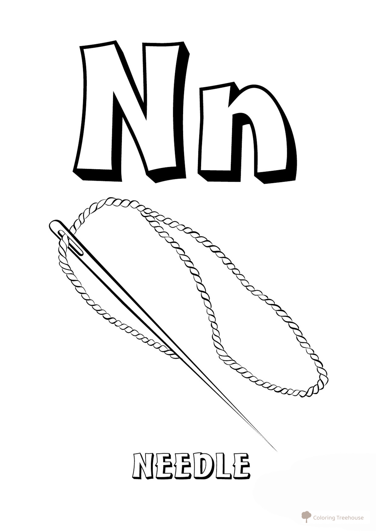 Página para colorear: letra N del alfabeto inglés dibujo para colorear gratis de Páginas para colorear del alfabeto inglés