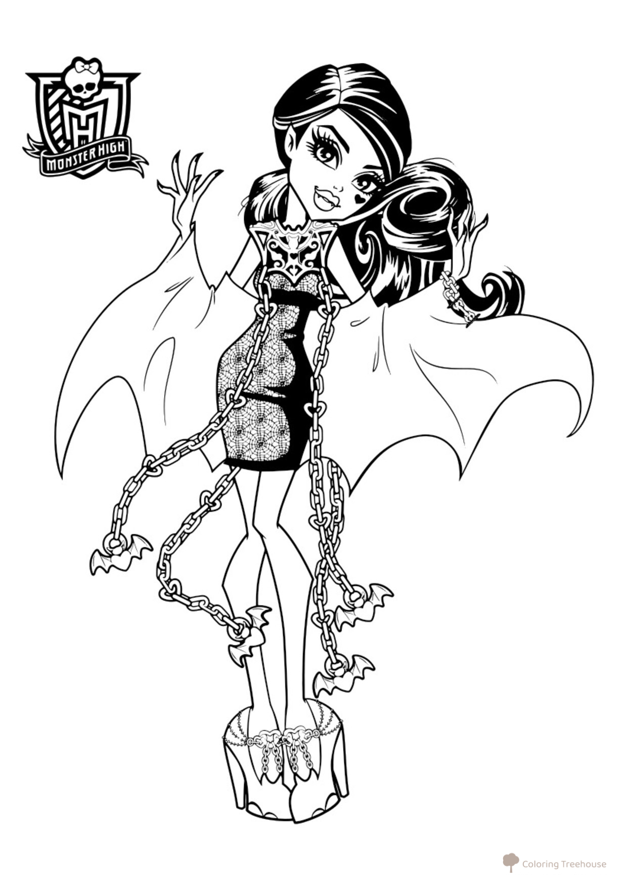 Página para colorear de Draculaura — "MH: Prístračno" dibujo para colorear gratis de Páginas para colorear de Monster High: Haunted
