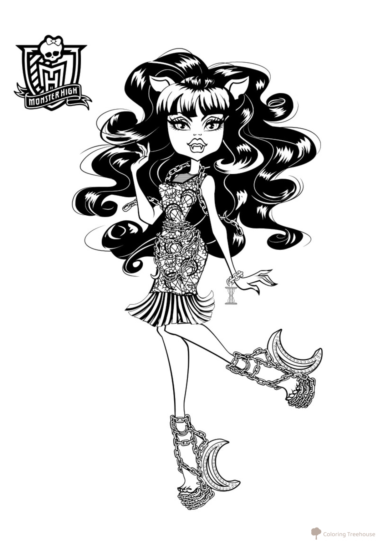Clawdeen Wolf Coloring Page — Monster High: Haunted free printable Monster High: Haunted Coloring Pages coloring page