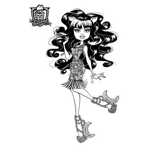 Libro para colorear Clawdeen Wolf «MH: embrujado» dibujo para colorear gratis de Páginas para colorear de Monster High: Haunted