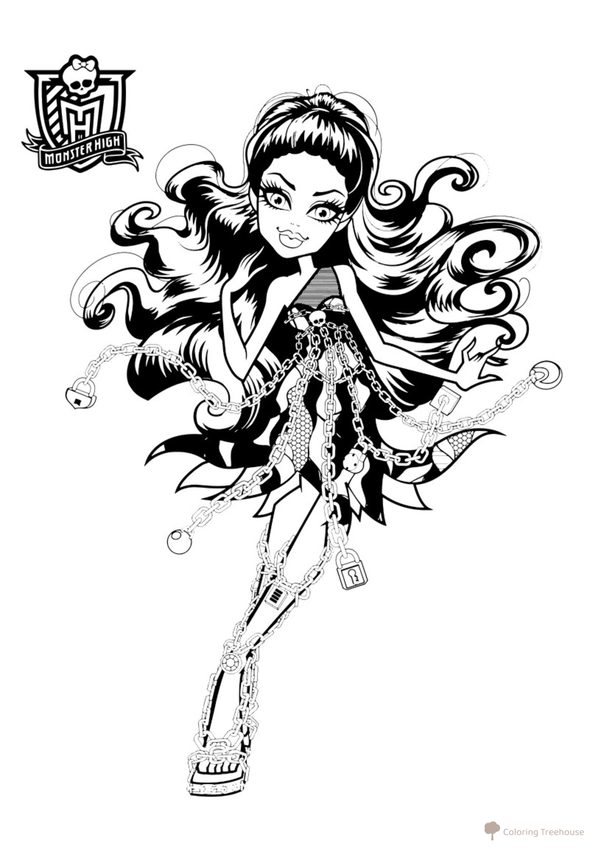 Spectra Vondergeist Coloring Page — Monster High: Haunted free printable Monster High: Haunted Coloring Pages coloring page