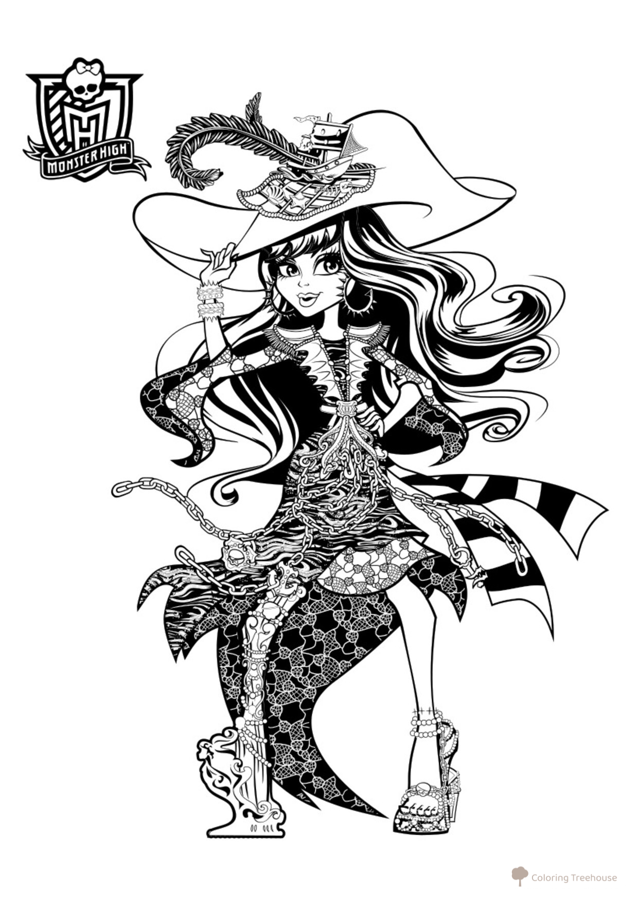 Vandala Doubloons Coloring Page — Monster High: Haunted free printable Monster High: Haunted Coloring Pages coloring page