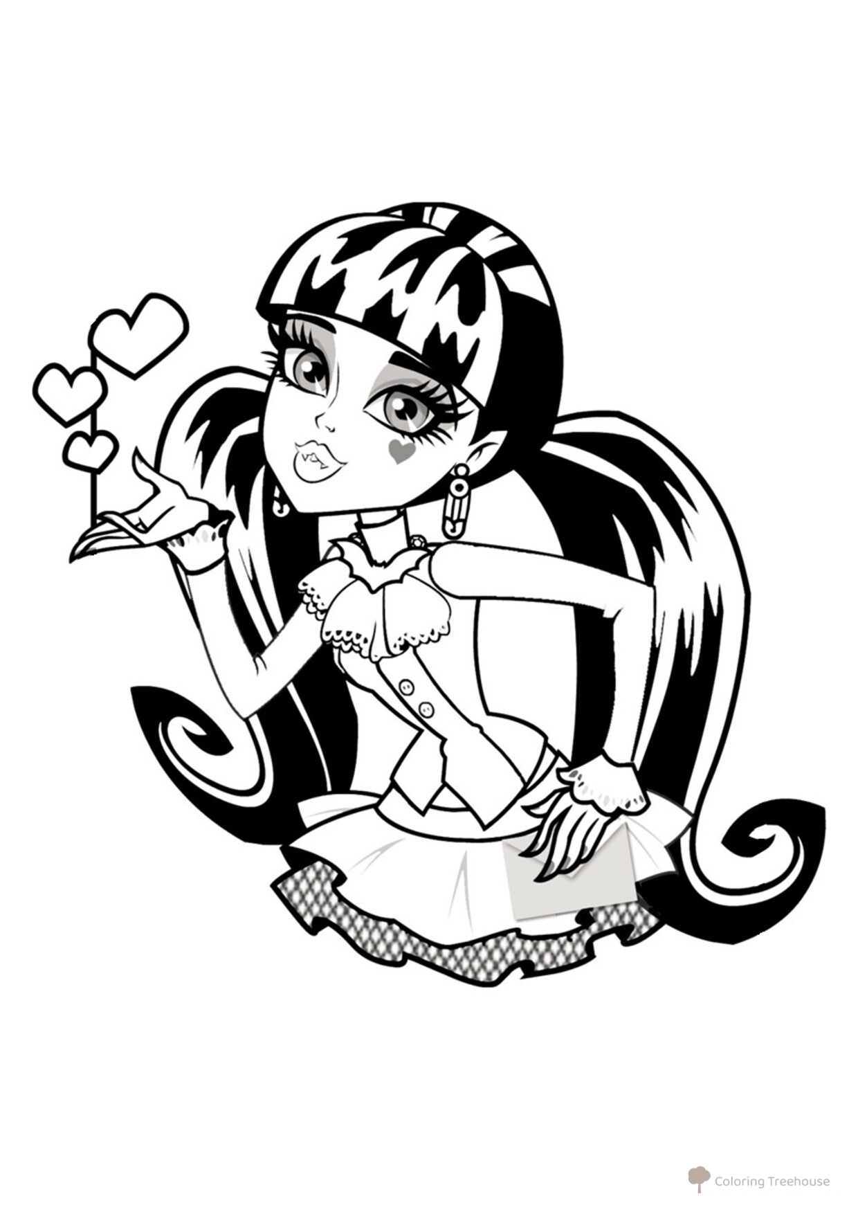Draсulaura para San Valentín - página para colorear dibujo para colorear gratis de Páginas para colorear Monster High