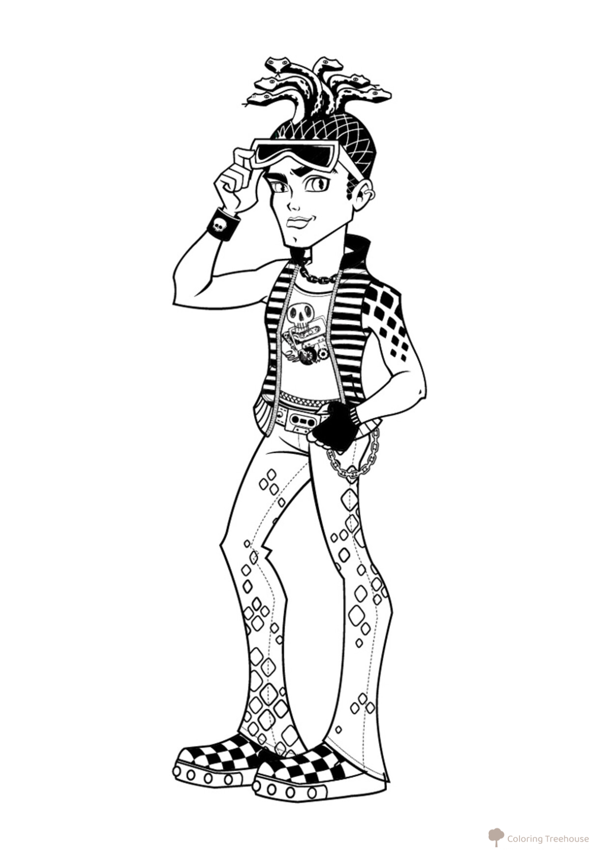 Página para colorear: Deuce Gorgon, hijo de Medusa dibujo para colorear gratis de Páginas para colorear Monster High