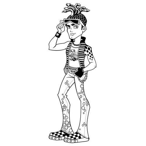 Página para colorear: Deuce Gorgon, hijo de Medusa dibujo para colorear gratis de Páginas para colorear Monster High