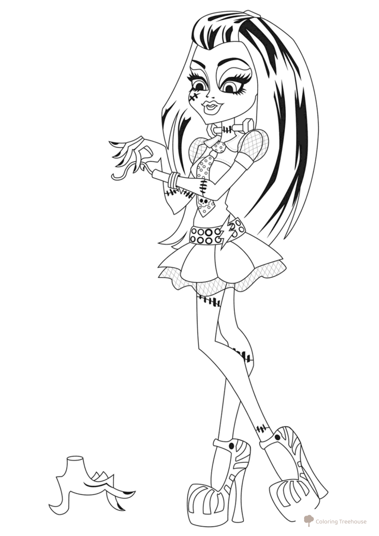 Frankie Stein Coloring Page Without an Arm free printable Monster High Coloring Pages coloring page