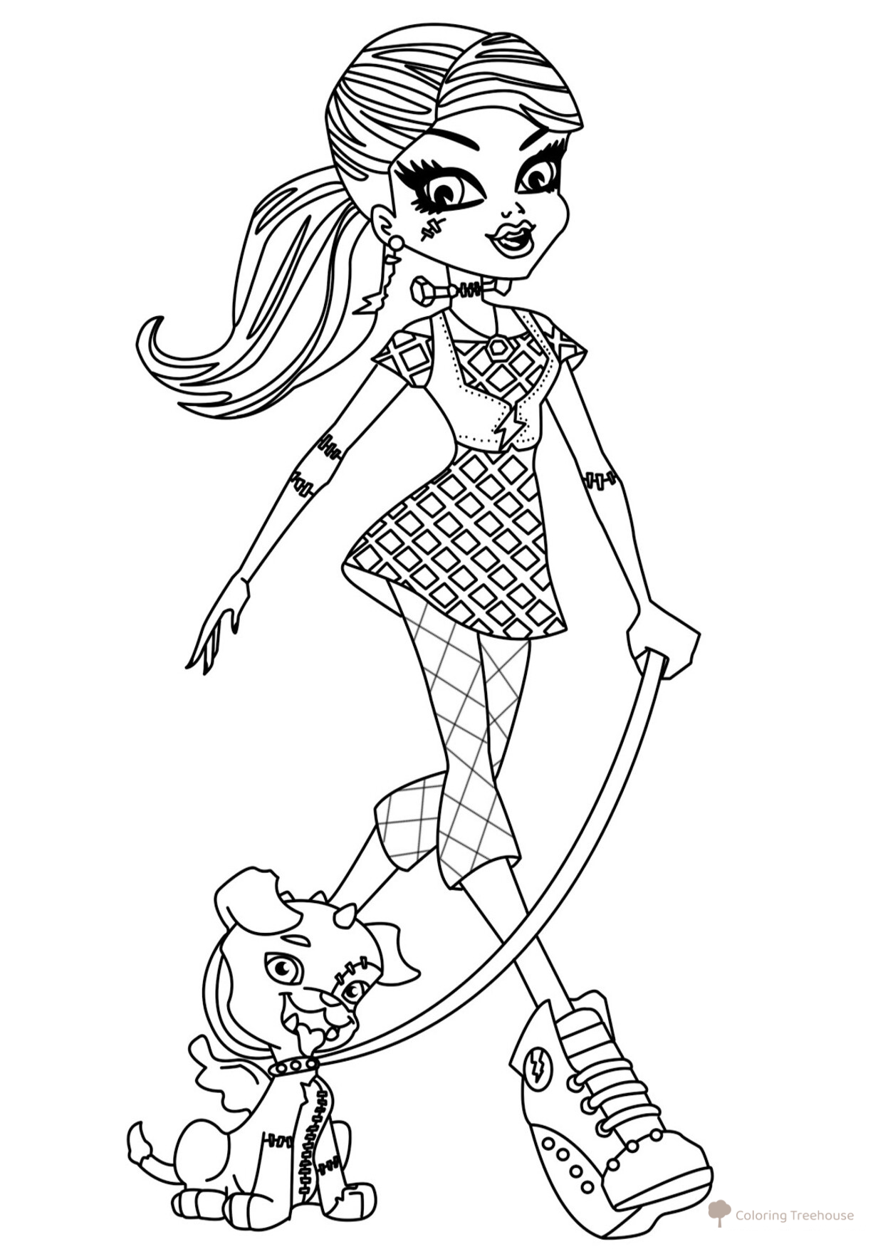 Ficha para colorear de Frenki Shtein — la hija de Frankenstein dibujo para colorear gratis de Páginas para colorear Monster High