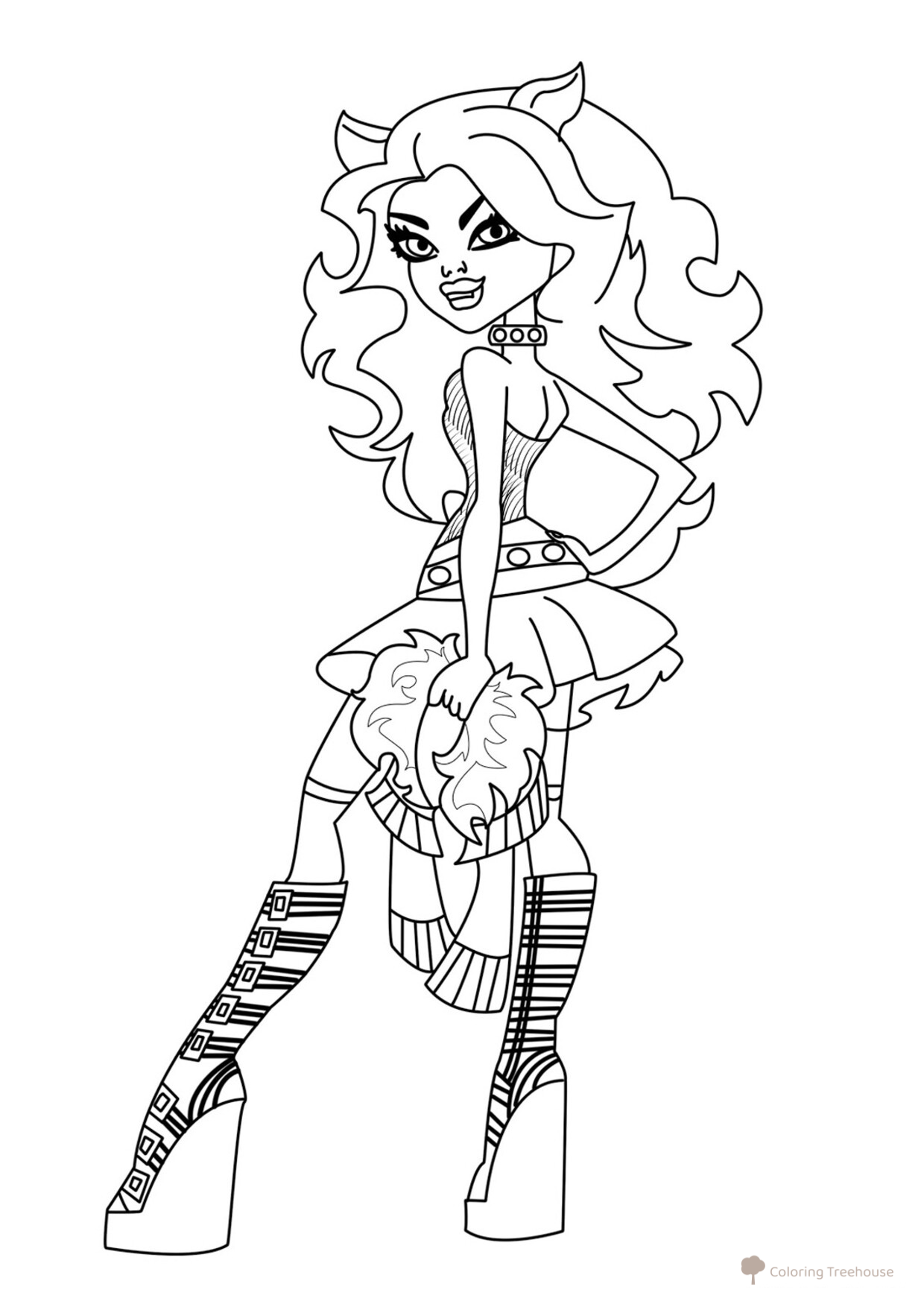 Clawdeen Wolf Coloring Page — Daughter of the Werewolf free printable Monster High Coloring Pages coloring page