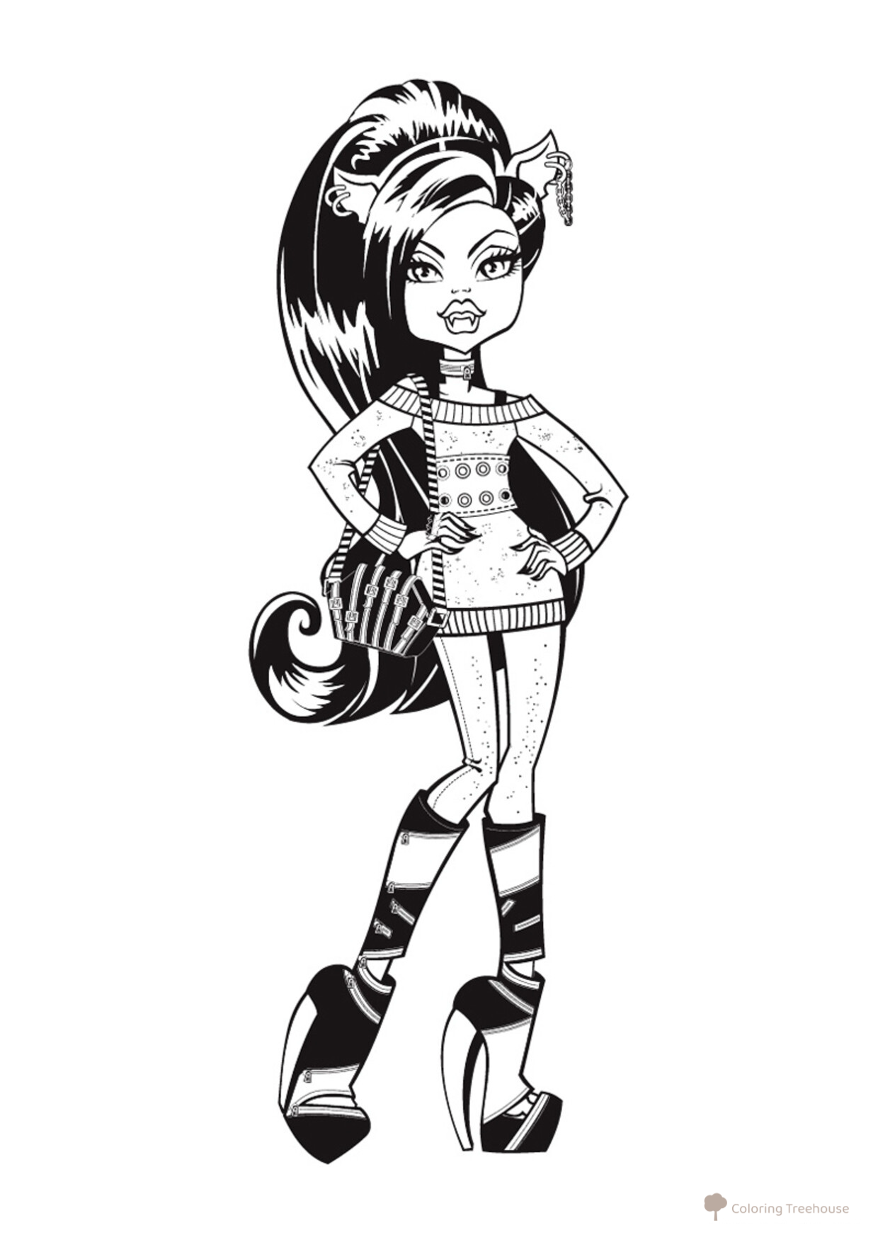 Página para colorear de Clawdeen Wolf de Monster High dibujo para colorear gratis de Páginas para colorear Monster High