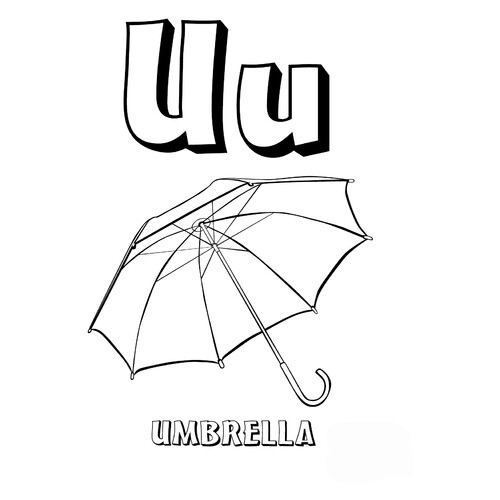 Letter U Coloring Page from the English Alphabet free printable English Alphabet Coloring Pages coloring page