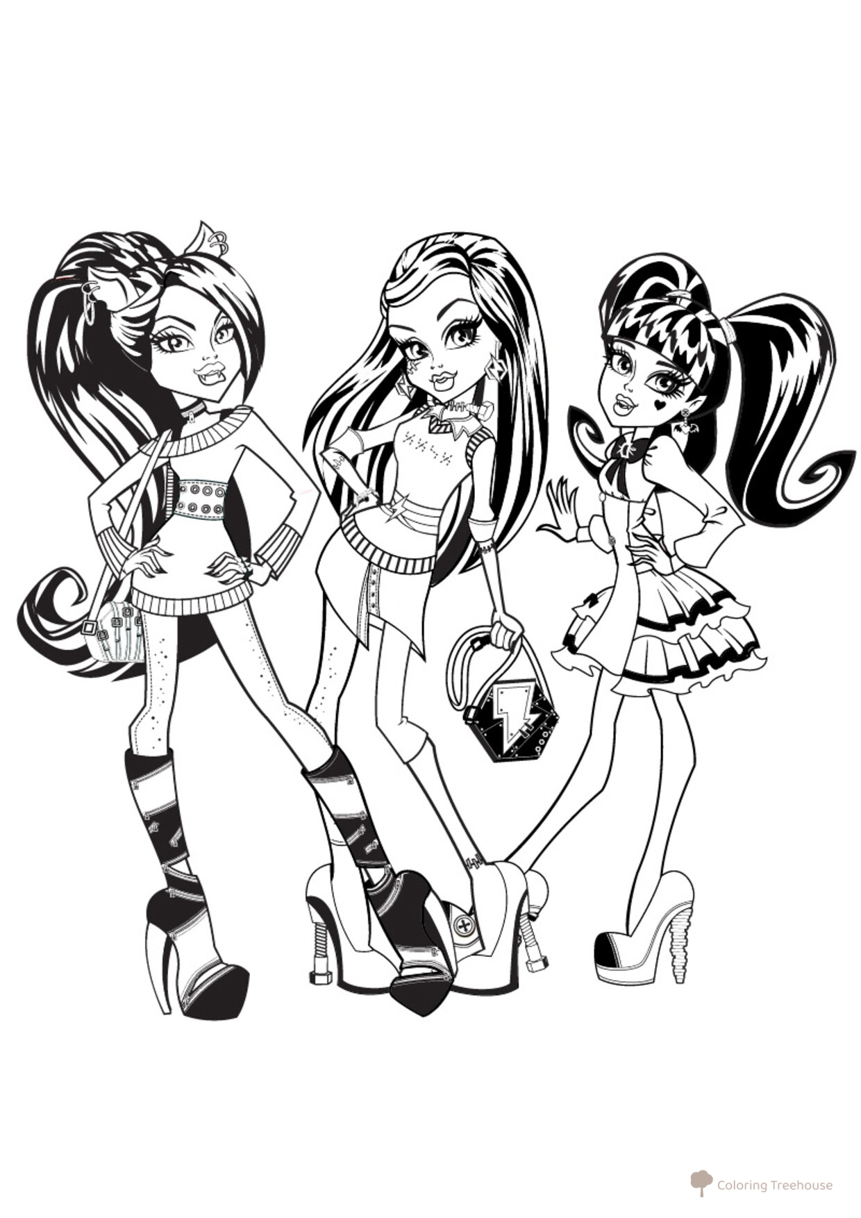 Página para colorear: Muñecas Monster High dibujo para colorear gratis de Páginas para colorear Monster High