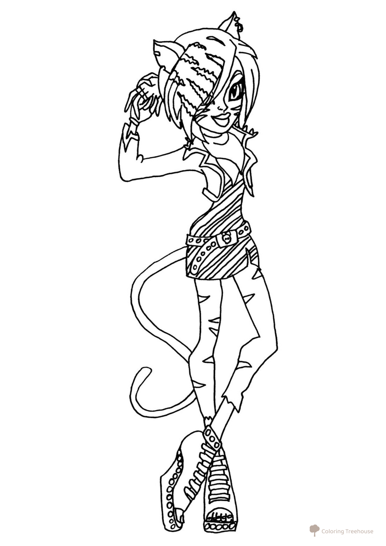 Monster High Toralei Stripe Coloring Page free printable Monster High Coloring Pages coloring page