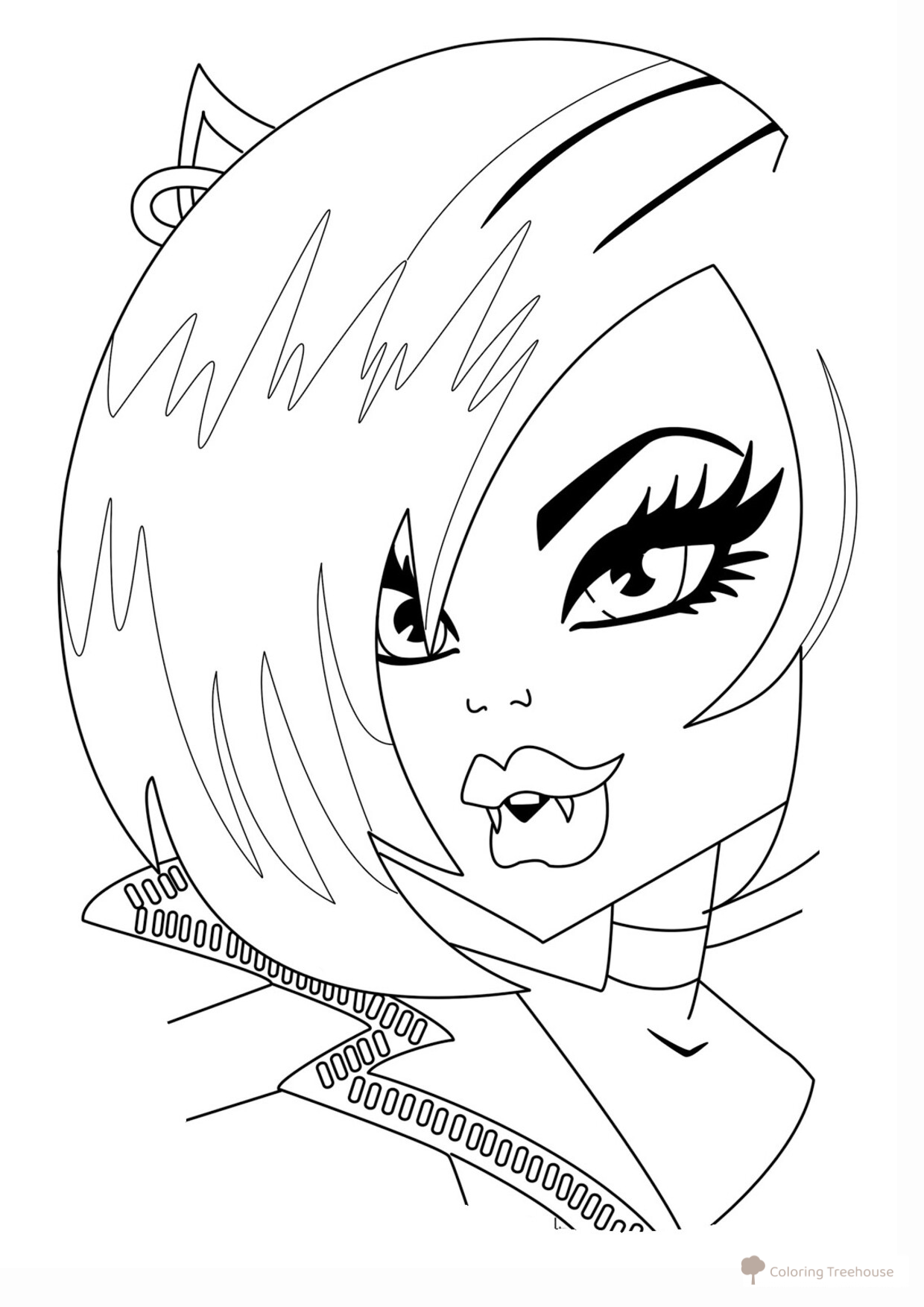 Clawdeen Wolf Portrait Coloring Page free printable Monster High Coloring Pages coloring page