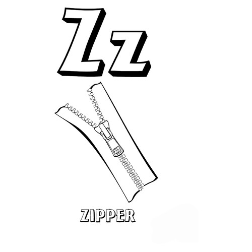 Letter Z Coloring Page from the English Alphabet free printable English Alphabet Coloring Pages coloring page