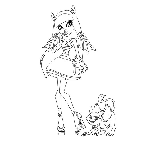 Página para colorear de Rochelle Goyle — hija de las gárgolas dibujo para colorear gratis de Páginas para colorear Monster High