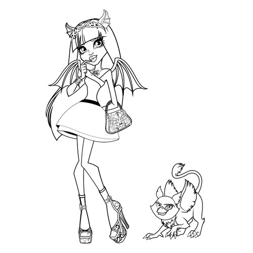 Dibujos para colorear de Rochelle Goyle y su grifo Ru dibujo para colorear gratis de Páginas para colorear Monster High