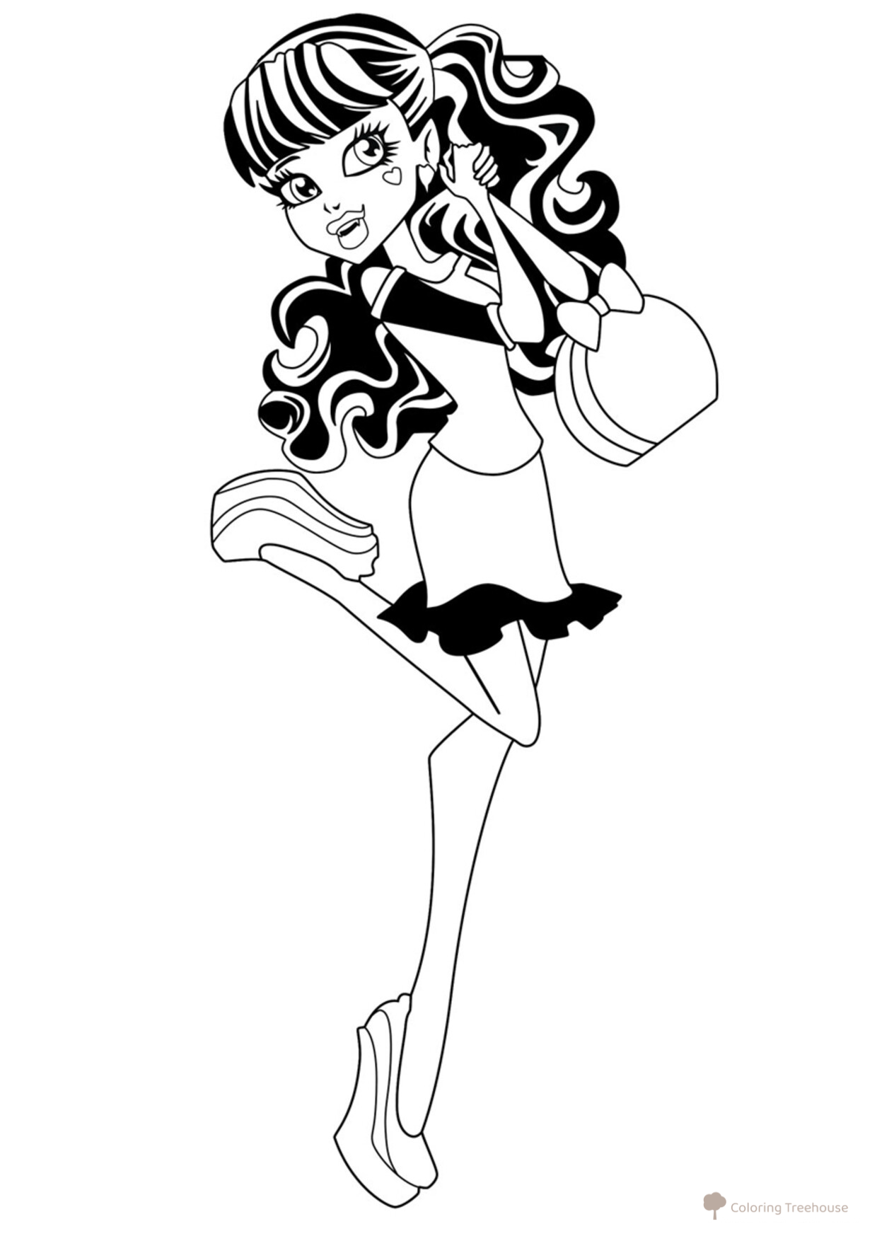Happy Draculaura Coloring Page free printable Monster High Coloring Pages coloring page