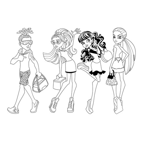 Página para colorear: La Escuela de Monstruos va a la playa dibujo para colorear gratis de Páginas para colorear Monster High