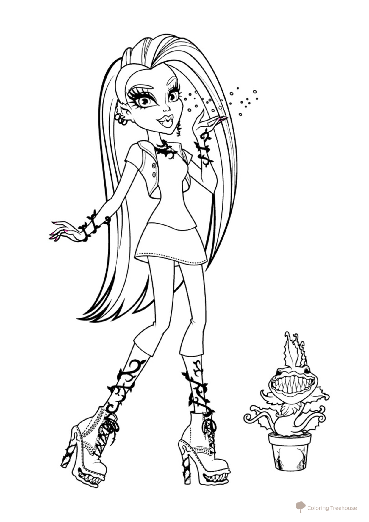 Coloring Page: Venus McFlytrap and Chyulian free printable Monster High Coloring Pages coloring page