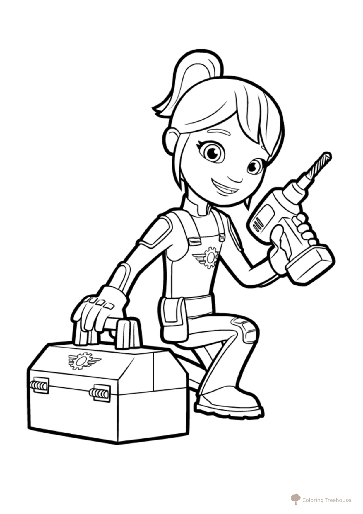 Gabby with a Tool Coloring Page free printable Blaze and the Monster Machines Coloring Pages coloring page