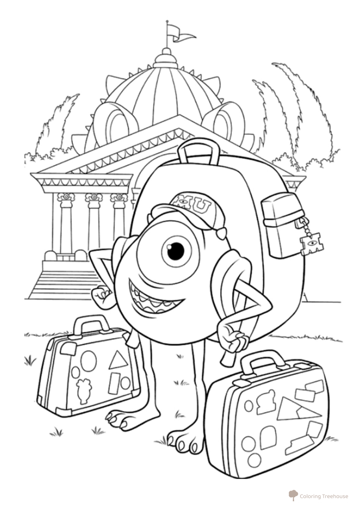 Michael "Mike" Wazowski Coloring Page free printable Monsters University Coloring Pages coloring page