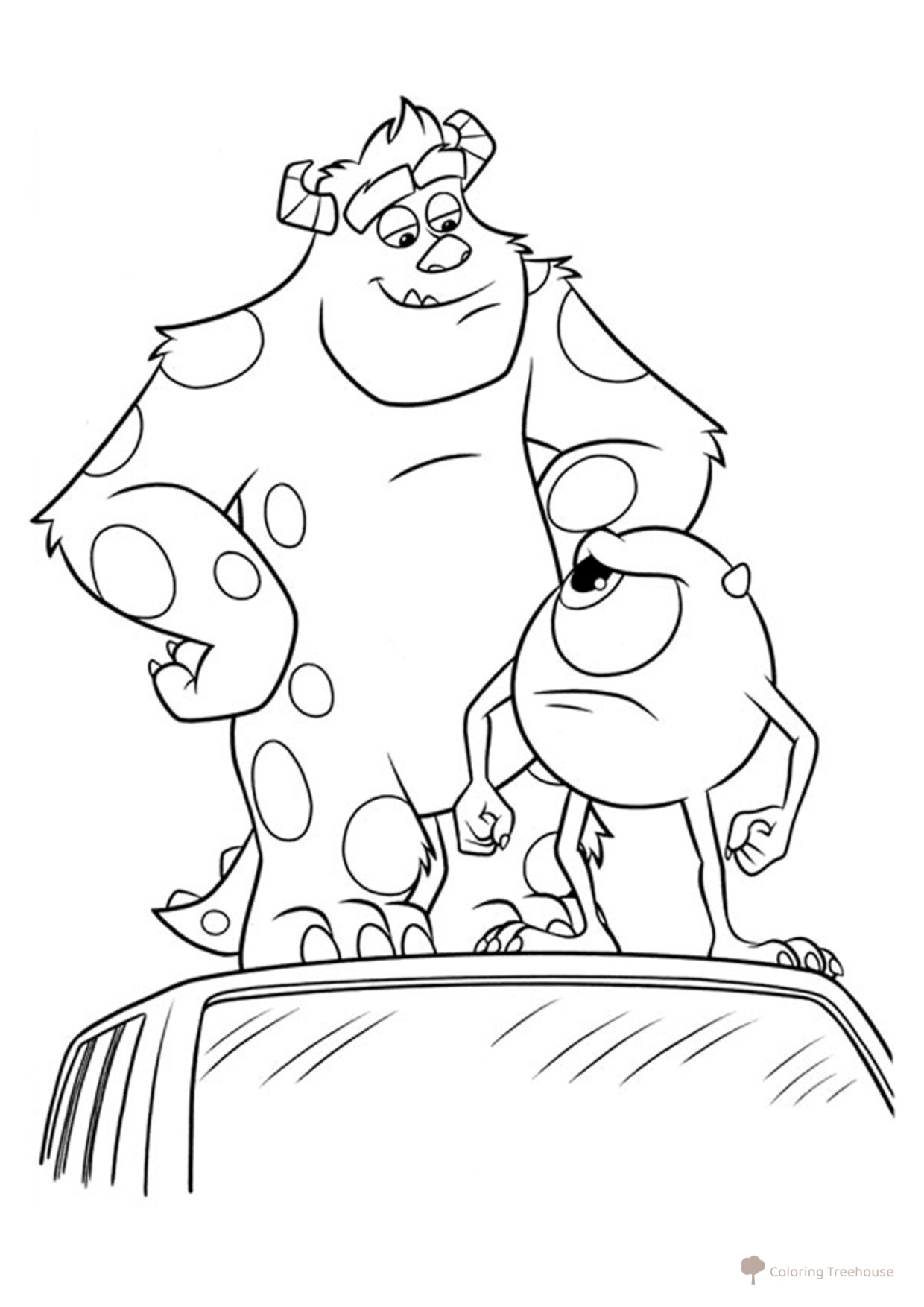 Sulley and Evil Mike Coloring Page free printable Monsters University Coloring Pages coloring page