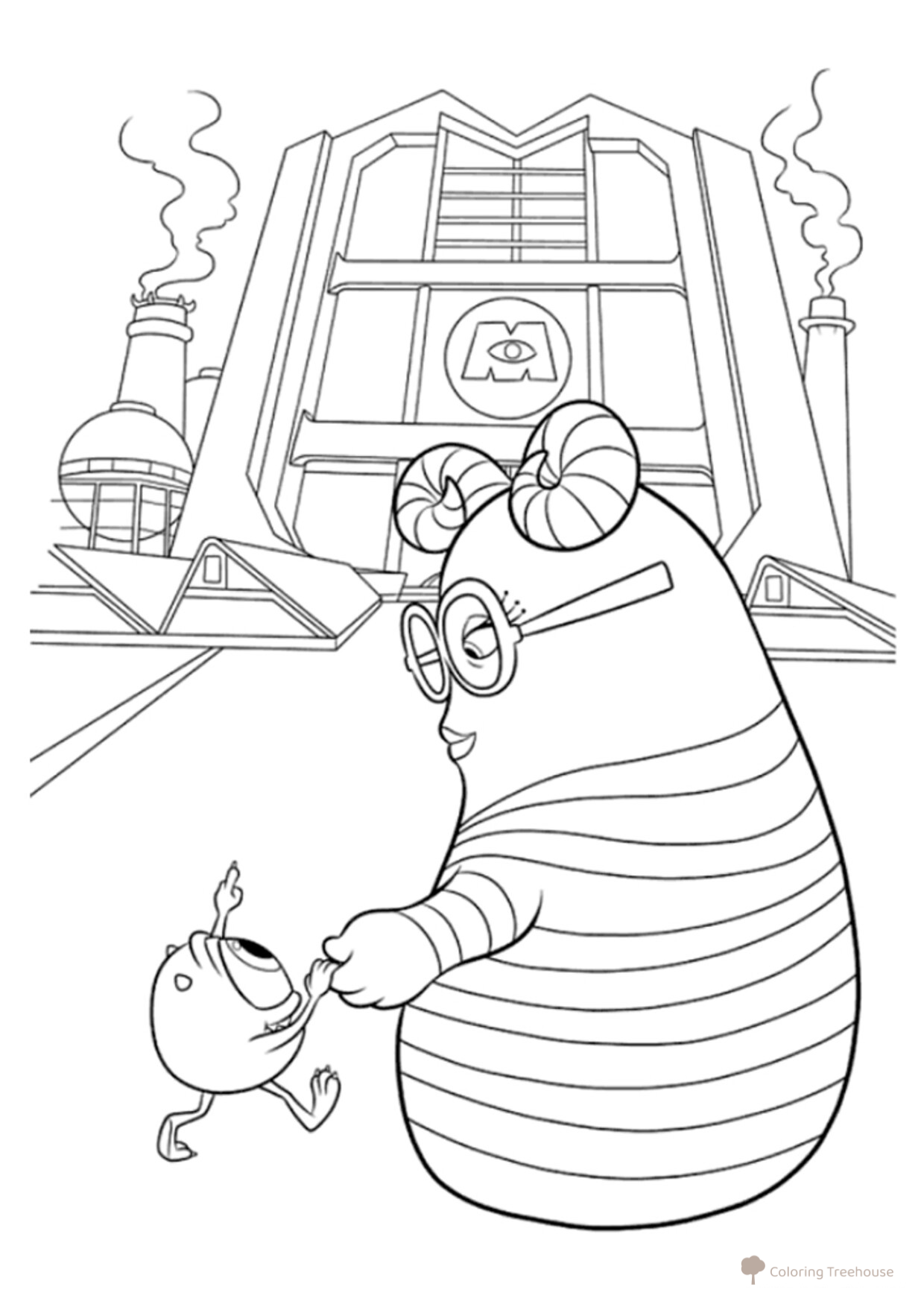 Sally con el monstruito: página para colorear dibujo para colorear gratis de Páginas para colorear de Monsters University