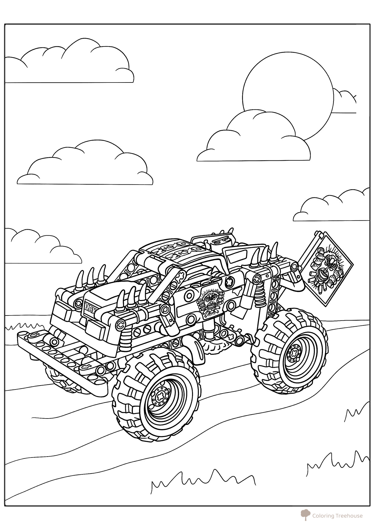 Página para colorear «Lego Techno Monster Truck» dibujo para colorear gratis de Páginas para colorear de Monster Truck