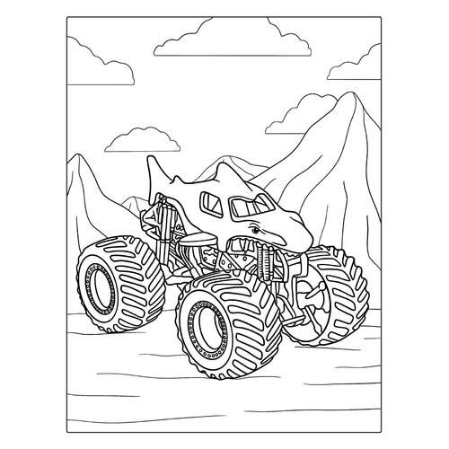 Página para colorear «Monster Truck Tiburón» dibujo para colorear gratis de Páginas para colorear de Monster Truck