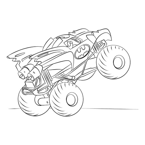 Página para colorear «Monster Truck de Batman» dibujo para colorear gratis de Páginas para colorear de Monster Truck