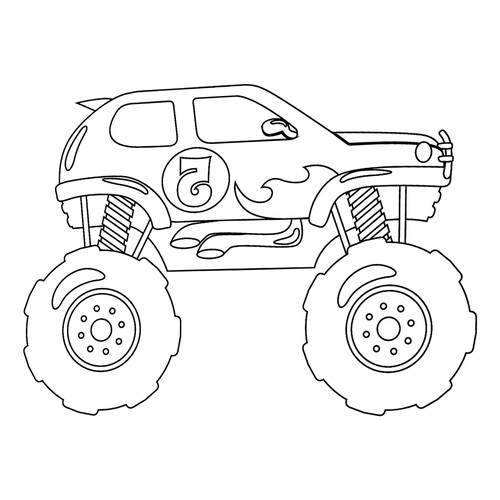 Página para colorear «Monster Truck para niños» dibujo para colorear gratis de Páginas para colorear de Monster Truck