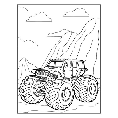 Página para colorear «Monster Truck Jeep» dibujo para colorear gratis de Páginas para colorear de Monster Truck