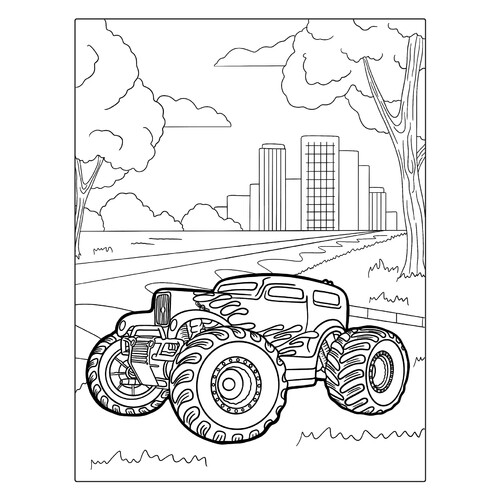 Página para colorear «Monster Truck Hot-Rod» dibujo para colorear gratis de Páginas para colorear de Monster Truck