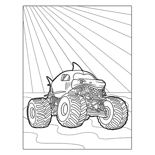 Página para colorear «Monster Truck Megalodon» dibujo para colorear gratis de Páginas para colorear de Monster Truck