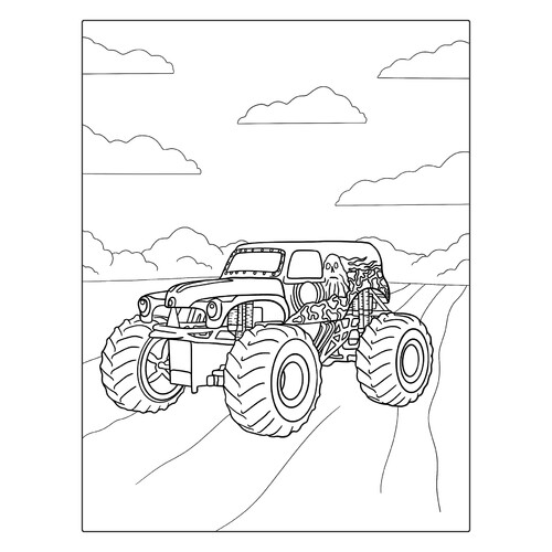 Página para colorear «Monster Truck Sepulturero» dibujo para colorear gratis de Páginas para colorear de Monster Truck