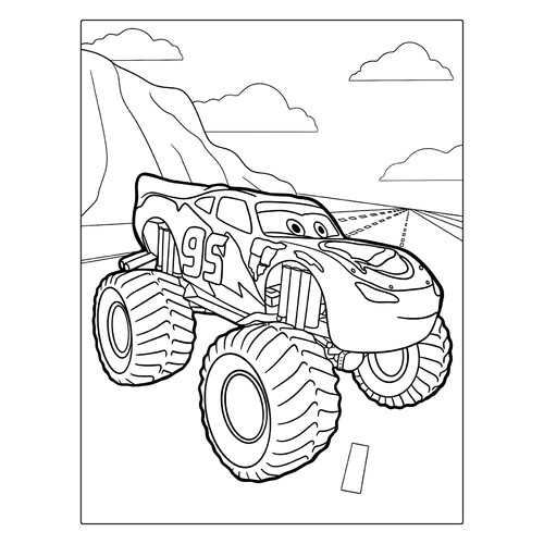 Página para colorear «Monster Truck Rayo McQueen» dibujo para colorear gratis de Páginas para colorear de Monster Truck